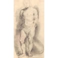 thumbnail image 2 of Willem Panneels 11x18 Black Ornate Wood Framed Double Matted Museum Art Print Titled - Front View of a Male Figure (1626 - 1629), 2 of 5