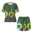 thumbnail image 4 of Naloa Spring St Patrick’S Day Irish Gnomes Women's Short-Sleeved Pajama Set, Loungewear, Summer pajamas, Breathable Cozy - XX-Large, 4 of 9
