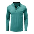 thumbnail image 4 of CCRFTGI Mens Long Sleeve Polo Shirts Fashion Casual Lapel Collared Shirt Golf Basic Pullover Tops Stylish Button Up T Shirt with Pocket Turquoise 2XL, 4 of 5