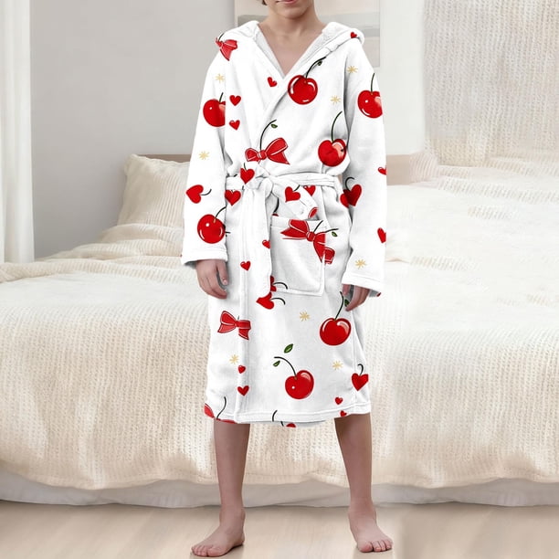 Ropa de cama Ropa infantil Albornoz grueso con capucha alargado Pijamas de terciopelo para niñas Camisón de poliéster para niñas