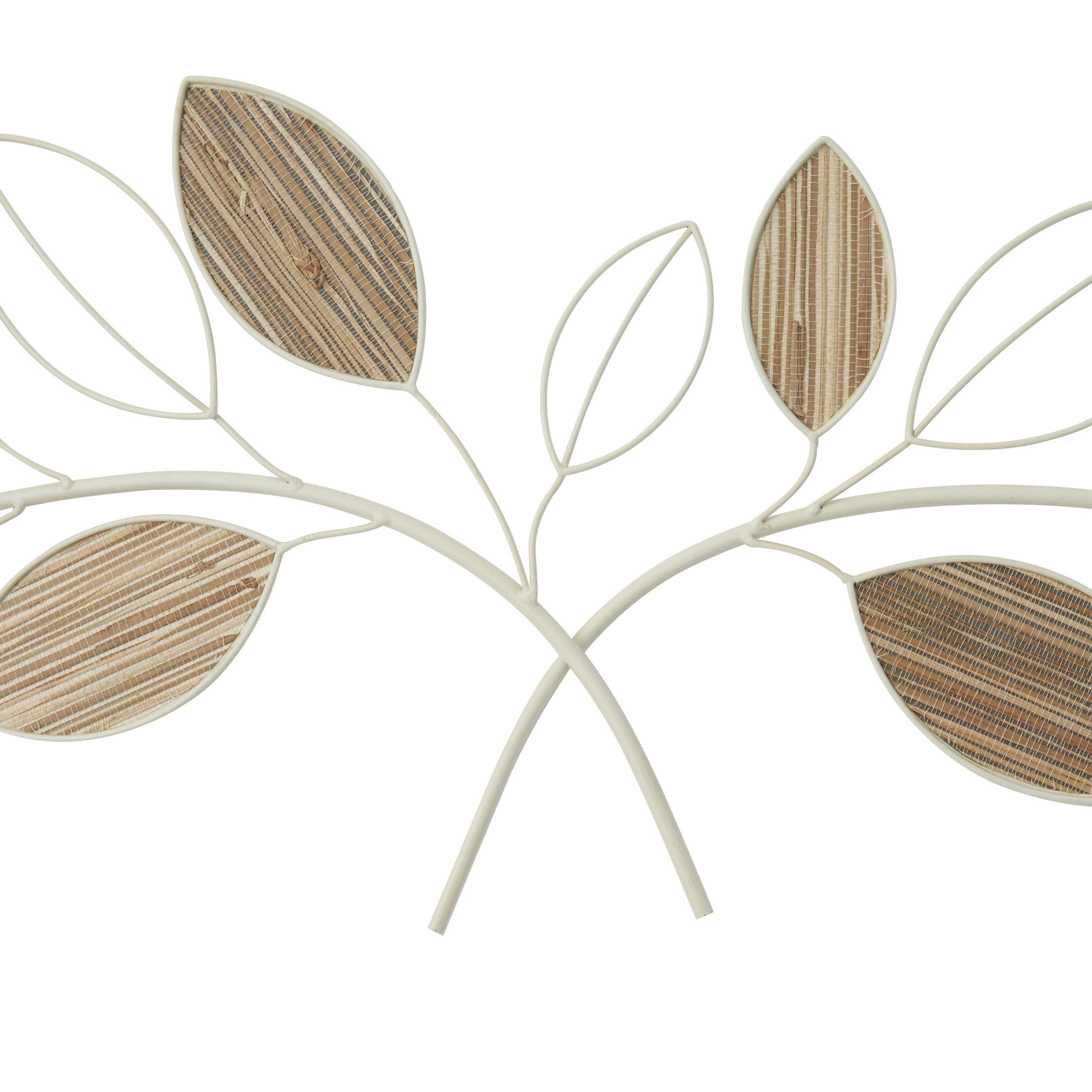 DecMode Brown Metal Leaf Wall Decor