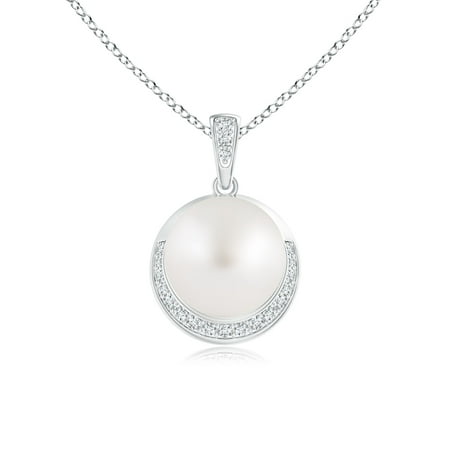 14 Mm South Sea Shell Mother's Day Jewelry - South Sea Cultured Pearl Crescent Pendant in 14K White Gold (9mm South Sea Cultured Pearl) - SP1007SSPRD-WG-AA-9 ()