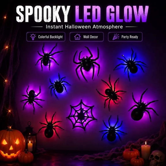 Dalxymotic Halloween LED Window Sticker, Flashing Party Decoration Accent, Holiday Lighted Detail, Fall Decor, Halloween Decorations Indoor Outdoor for Window, Wall, Home, Shelf