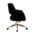 thumbnail image 4 of Modern Water and Stain Resistant Boucle Fabric Upholstered Rolling Task Chair Height Adjustable Swivel Vanity Chair, Black, 4 of 5