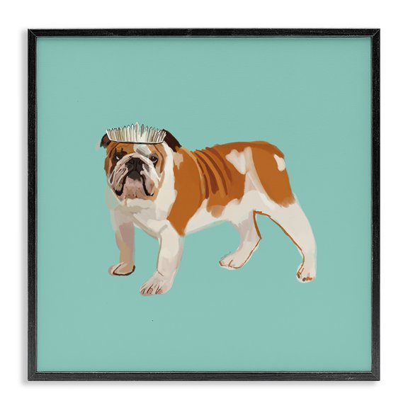 Stupell Industries Eclectic Bulldog Wearing Tiara Black Framed Giclee Art, 24 x 24, by Amelia Noyes