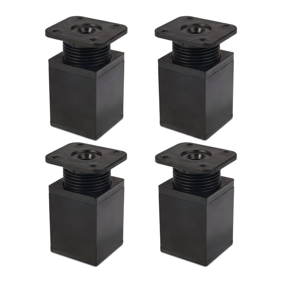 4 Pack Adjustable Furniture Legs with Leveling Feet – Black Metal Cabinet Table Desk Legs
