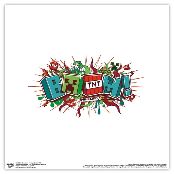 Gallery Pops Minecraft - Funtage Boom TNT Wall Art, Unframed Version, 12" x 12"