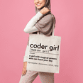 thumbnail image 5 of Set of 2 Reusable 100% Cotton Organic Reusable Canvas Shoppers  bags - Coder Girl & Pizza, 5 of 11