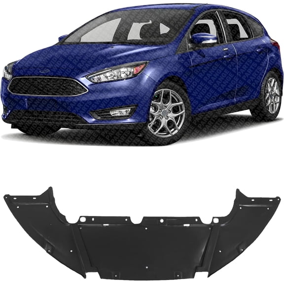 Front Engine Splash Shield Under Cover | Direct Replacement for 2012-2018 Ford Focus Sedan & Hatchback w/Active Grille Shutters | FO1228119 | Replaces CP9Z8310A | Durable Plastic