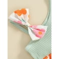thumbnail image 6 of Mevireiy Newborn Baby Girl Bubble Romper Ribbed Knit Floral Sleeveless Strap One Shoulder Bodysuit, 6 of 9