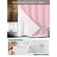 thumbnail image 3 of No Hook Cloth Fabric Shower Curtain with Snap in Liner, Solid Pink Waterproof Shower Curtains Set with See Through Top Window, Romantic Minimalism Abstract Denim Texture Bath Curtains Shower 72"x96", 3 of 6