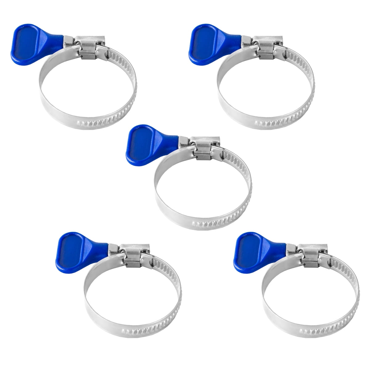 POWERTEC 11/2 Inch Key Hose Clamp 5 Pack Stainless Steel 1.5" Thumb