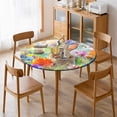 thumbnail image 5 of Easter Bunnies Rabbits Round Fitted Tablecloth with Elastic Edged & Backing, Round Table Cover for Indoor Outdoor Patio Use Fits Tables up to 40" - 54" Diameter, 5 of 5