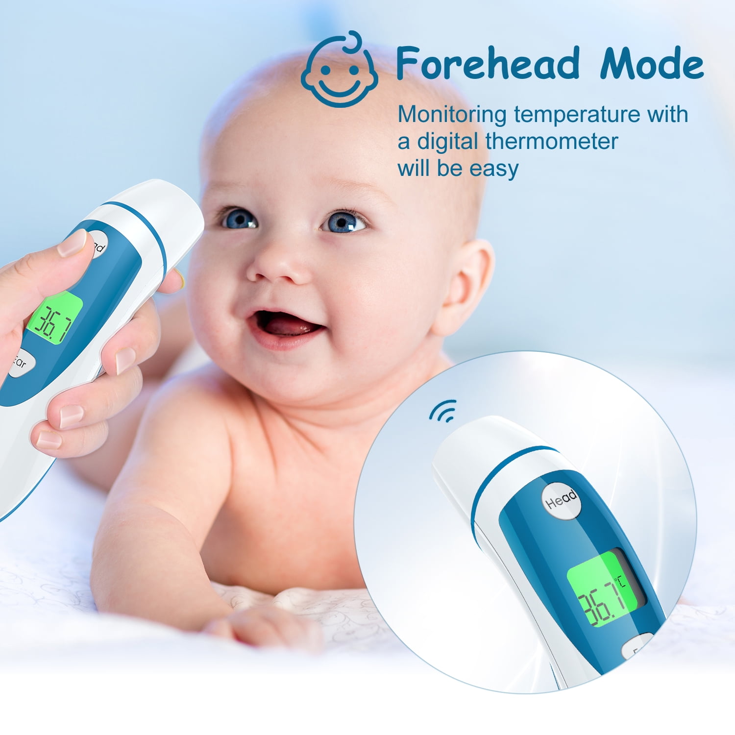 Digital Medical Infrared Forehead Ear Non contact Thermometer Baby Clinical 