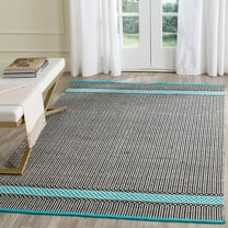 SAFAVIEH Montauk Varina Geometric Striped Cotton Area Rug, Turquoise/Multi, 5' x 8'
