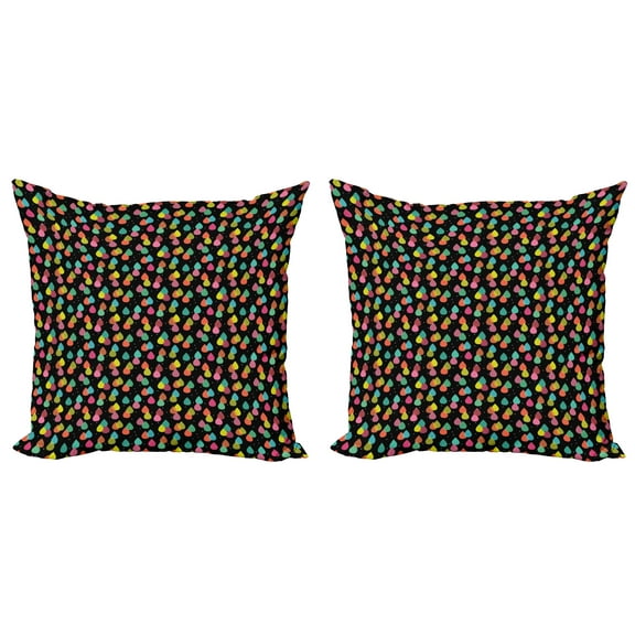 Ambesonne Colorful Throw Pillow Cover 2 Pack, Abstract Raindrops Art, 20", Multicolor