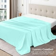 thumbnail image 3 of Luxurious Flat Sheet - 100% Egyptian Cotton, 500 Thread Count, 1-Piece Top Sheet, Soft Bed Sheet, Breathable and Cooling Flat Sheet, Stripe Aqua Blue, Queen Size, 3 of 5