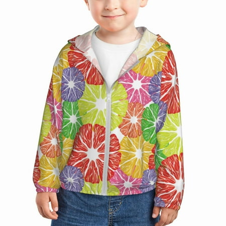 

Sun Hoodie for Kids colorful Lemon Long Sleeve Swim Fishing Shirts Sun Protection Zip Up Jacket Clothing Athletic Hoodie
