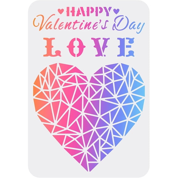 Happy Valentine's Day Drawing Painting Stencils Templates 11.6x8.3inch Heart Pattern Plastic Stencils Decoration Rectangle Stencils