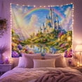 thumbnail image 2 of Mountain Lake Fairytale with Castle Tall Slender Spires, Mystical Fantasy for Space Lovers, Galaxy Room Decor, Mother'S Day Gift, Tapestry Wall Hanging for Bedroom and Dorm, 2 of 7