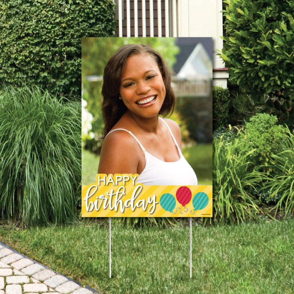 Big Dot of Happiness Custom Colorful Happy Birthday Photo Yard Sign