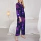 thumbnail image 3 of Balery Purple Starry Sky Antelope Conjunto de Pijama con Estampado para Mujer, Conjunto de Dos Piezas con Manga Larga, Ropa de Dormir Suave con Bolsillos, Pijamas Cómodos-Medium, 3 of 7
