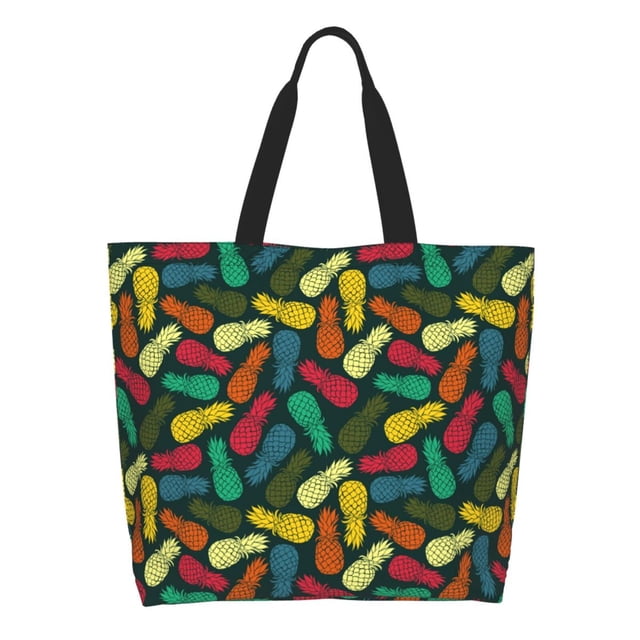 Balery Pineapple Fruit Colorful Bolsa Tote Estilo Estético con Cremalleras, Bolsa de Hombro, Bolsa de Compras Grande y Plegable