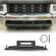 thumbnail image 2 of Front Bumper Winch Plate Fit for 2020-2024 Chevy Silverado 2500,3500,2500 HD,3500 HD ,Carbon Steel Layer Winch Plate w/Flip-up Licence Plate Mounting Bracket, Extension Cable, Black Powder Coated, 2 of 10