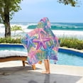 thumbnail image 3 of Yayeee Kids Hooded Towel with Hand Pockets Beach Soft Absorbent Bath Wrap 50 x 23.5 inch, Gradient Starfish Pattern, 3 of 5