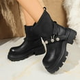 thumbnail image 2 of Women's Mid-Calf Boots Fashion Classic Buckle Motorcycle Riding Booties Platform Low Heel Dress Boot Shoes, 2 of 8