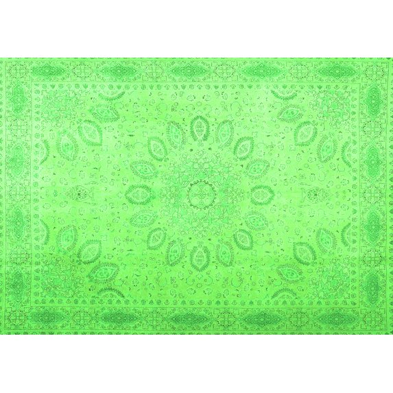 Ahgly Company Indoor Rectangle Abstract Green Contemporary Area Rugs, 2' x 3'