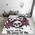 thumbnail image 5 of Rateoe Gothic Skulls And Roses Print Fuzzy Fleece Throw Blanket Extra Large,Super Soft,Fluffy and Warm Blankets for Couch,Bed,All Season Use (50"x40"), 5 of 8