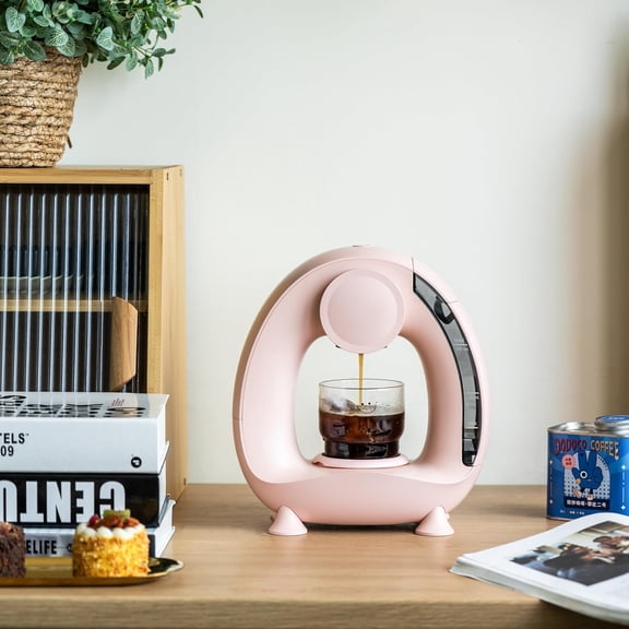 Pod and Grounds Single-Serve Coffee Maker, 2 in 1 One Cup Coffee Machine Compatible with K-Cup Pod & Coffee Grounds/Tea, Compact Design, 4-8oz, Pink