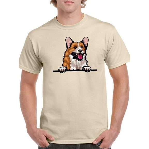 Corgi Peeking Out T-Shirt Men -Image by Shutterstock, Male Small