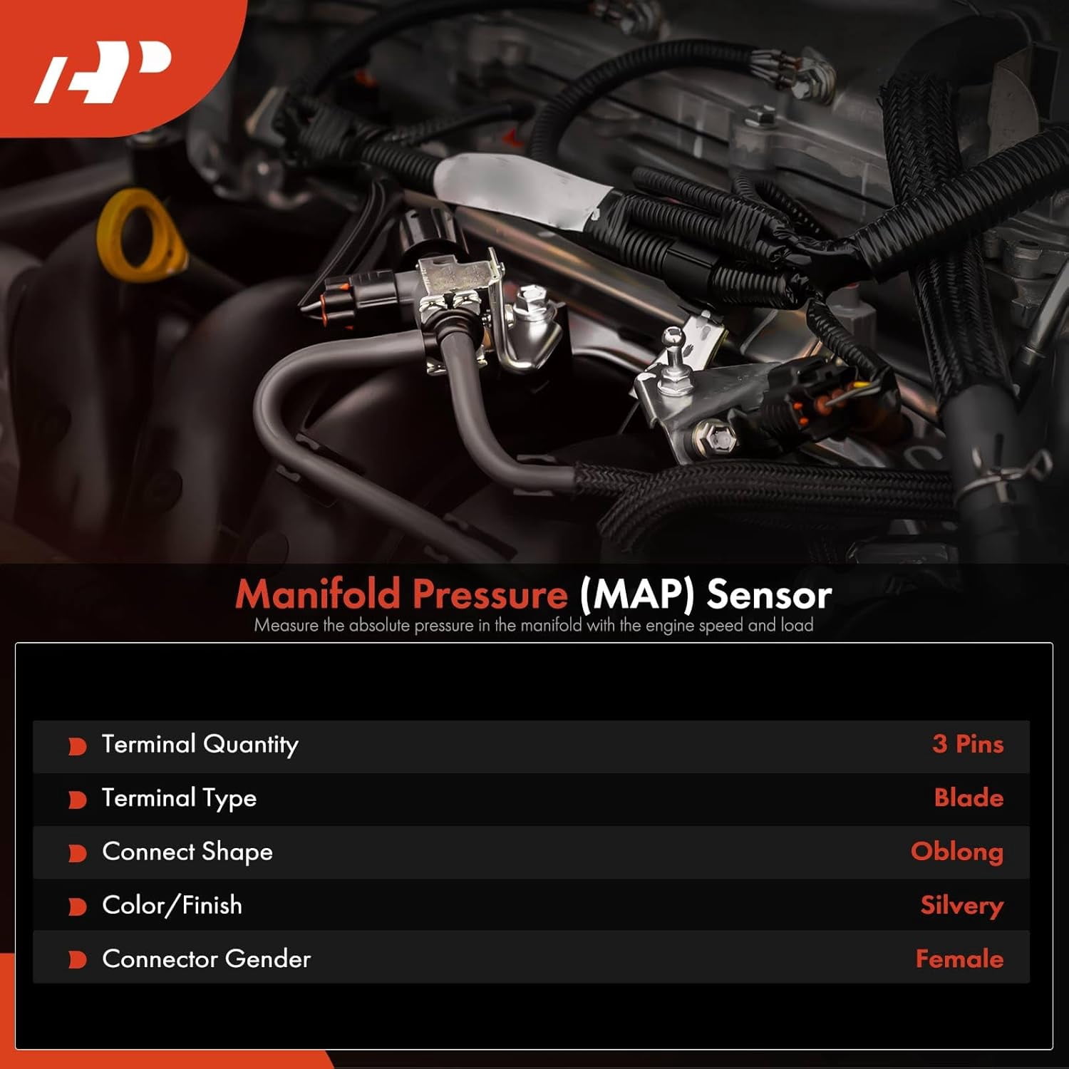 A-Premium MAP Manifold Absolute Pressure Sensor Compatible with Mercedes-Benz, Dodge & Jeep - E320, E350, GL320, GL350, ML320, ML350, R320, S350, Sprinter 2500 3500, Grand Cherokee WK