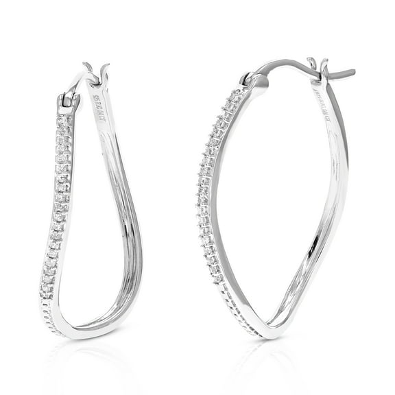 Vir Jewels 1/4 CTTW Diamond Hoop Earrings .925 Sterling Silver with Rhodium Plating 1 Inch Female