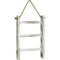 thumbnail image 2 of 2X Wall-Hanging Towel Ladder Rustic Whitewashed Wood Countertop Ladder Farmhouse Decor Towels Rack with Adjustable Rope,2 x Towel rack,White&Wood, 2 of 7