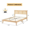 thumbnail image 3 of Yiwa Queen Size Wooden Bed with Natural Rattan LED Headboard, Platform Design, Silent Slats, and Storage Space, 3 of 8