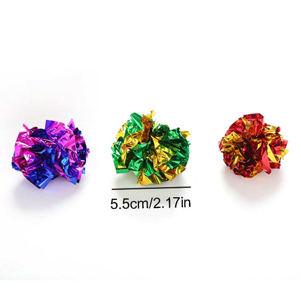 48 Pieces Cats Ball Kitten Teaser Ball Fun Glitter Balls Colorful Flower Balls Pet Cats Chew Balls for P