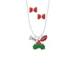 thumbnail image 2 of Delight Jewelry Silvertone Mini ''Rescue'' Dog Bone Christmas Kiss Charm Necklace and Stud Earrings, 2 of 4