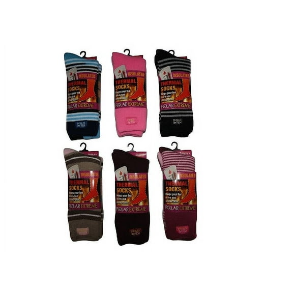 Polar Extreme 2 Pack Women’s Thermal Socks – Ultra Warm, Brushed Lining, Assorted Colors