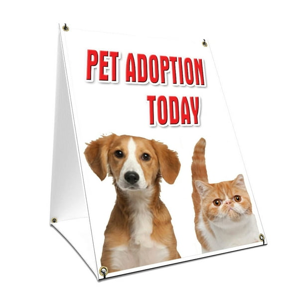 A-frame Sidewalk Pet Adoption Today Sign With Graphics On Each Side | 24" X 36" Print Size
