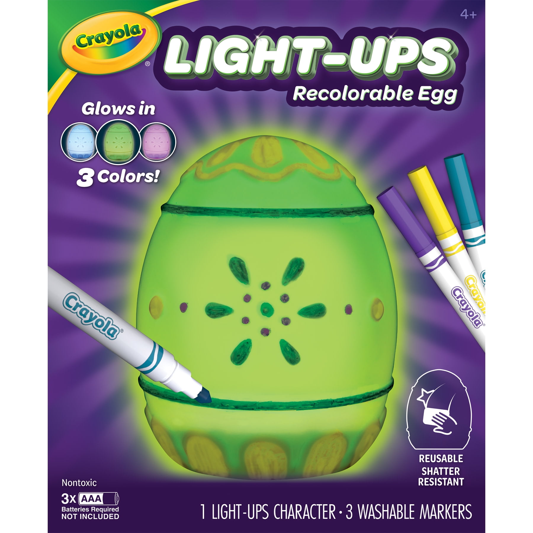 Crayola Light-Ups Recolorable Egg with Markers, Pack of 2