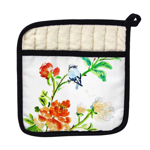 Betsy Drake PT1103 Blue Birds & Flowers Pot Holder