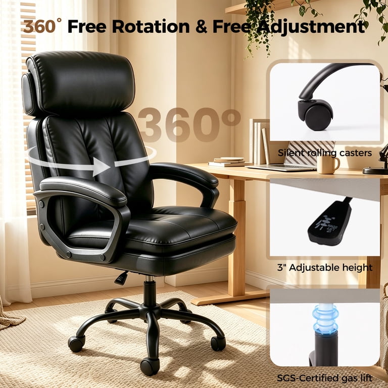 Patbrela High Back Office Chair, Adjustable Headrest, Black photo 6