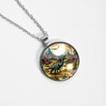 thumbnail image 4 of Dinosaur Glass Design Circular Pendant Necklace - Stylish Jewelry for Women, 4 of 5