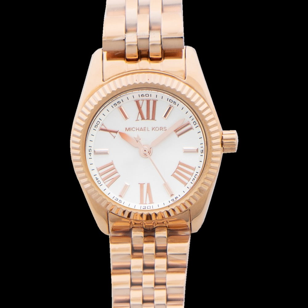Michael Kors Womens Petite Lexington Rose Gold Tone Watch MK3230