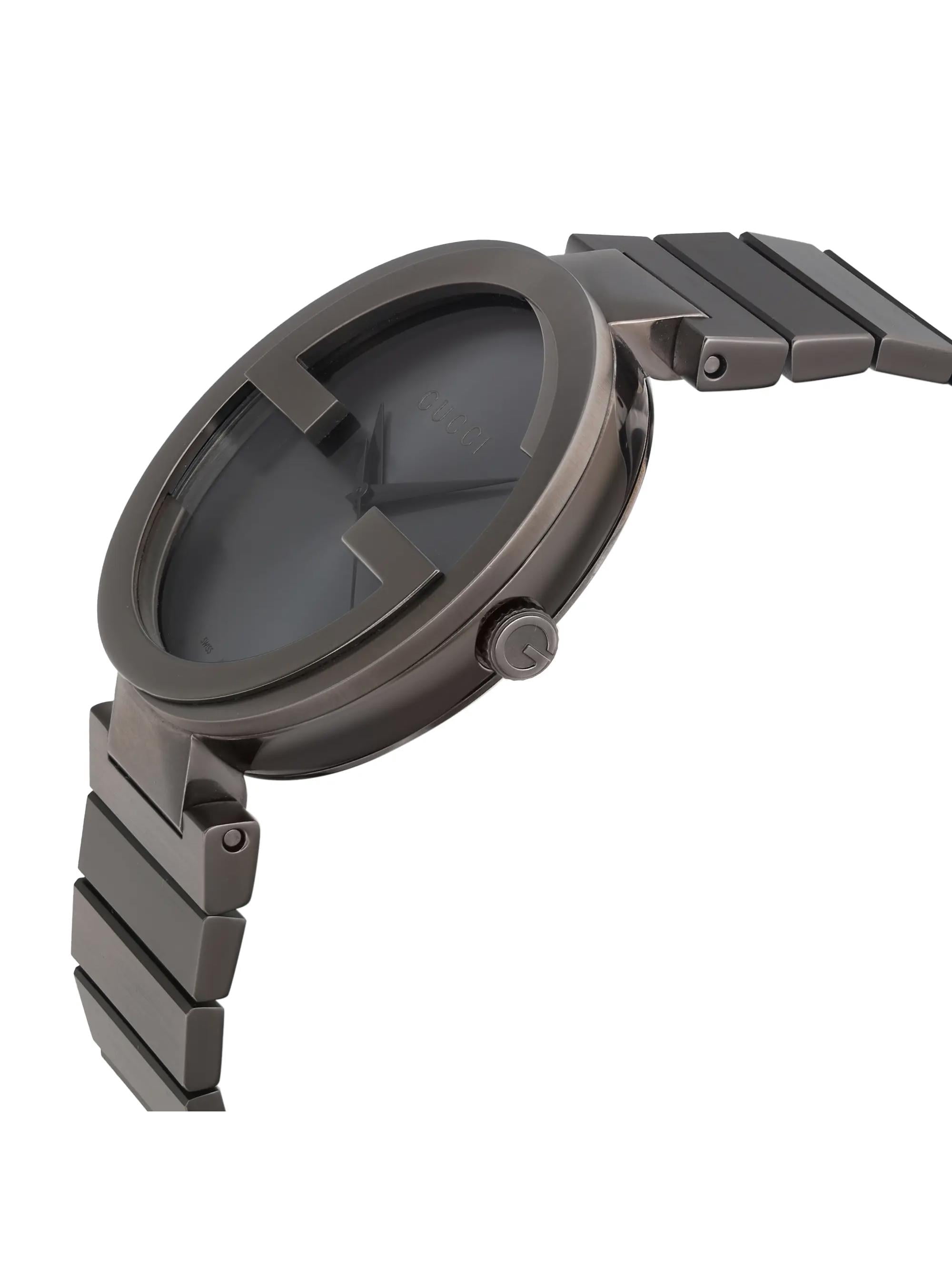 New Gucci Interlocking G PVD Steel Anthracite Dial Grey  display picture 2
