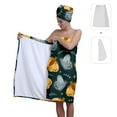 thumbnail image 2 of Colevkie 2 Pieces Adjustable Bath Skirt & Hair Drying Cap Set for Women Polyester Beach Towel Shower Skirt Cap Bath Wrap Set Absorbent Soft for Bathroom Sauna Hotel Printed Cute Pattern, 2 of 8