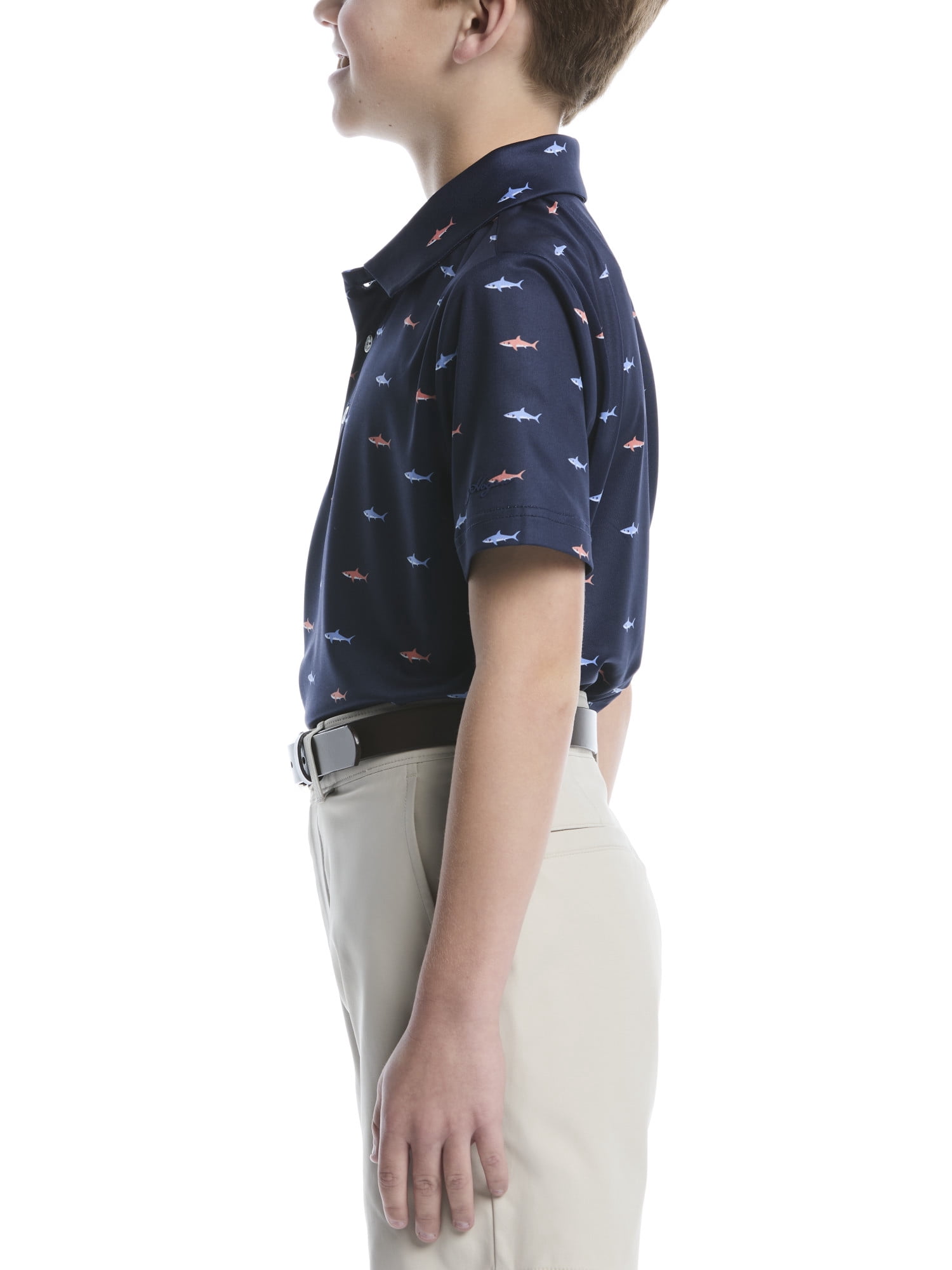 Ben Hogan Boys & Big Boys Performance Golf Polo: Shark Print, Sizes 4-18
